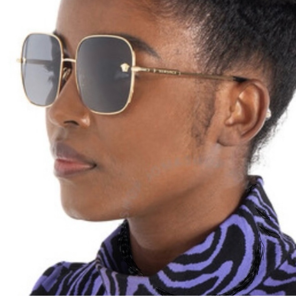 VERSACE OVERSIZED GOLD STEEL FRAME SUNGLASSES WITH ICONIC MEDUSA LOGO ON LENSES